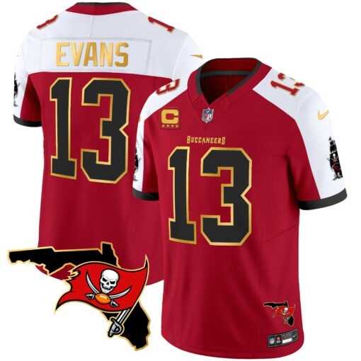 Men's Tampa Bay Buccaneers #13 Mike Evans Red White With Florida Patch Gold Trim Vapor Stitched Jersey Dyin,We sell and wholesale Men's Tampa Bay Buccaneers #13 Mike Evans Red White With Florida Patch Gold Trim Vapor Stitched Jersey Dyin on line form chian!